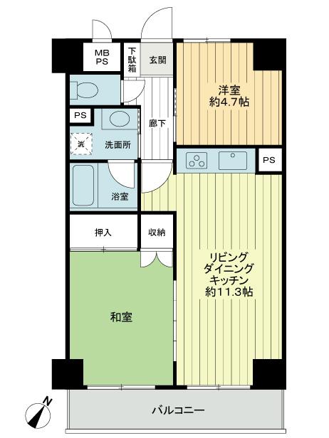 Floor plan. 2LDK, Price 20.8 million yen, Occupied area 50.05 sq m , Balcony area 6.05 sq m proprietary parts: 50.05 square meters Balcony: 6.05 square meters
