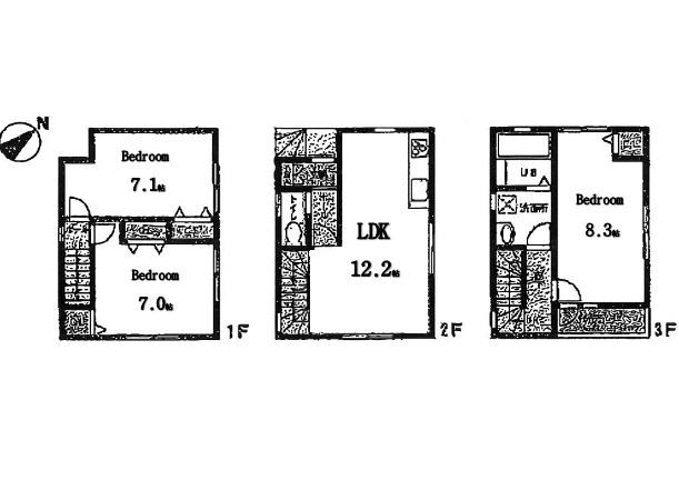 Floor plan. (A Building), Price 29,800,000 yen, 3LDK, Land area 56.37 sq m , Building area 81.96 sq m