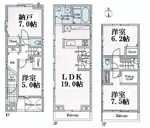 Floor plan. 37,800,000 yen, 3LDK + S (storeroom), Land area 70.35 sq m , Building area 105.16 sq m