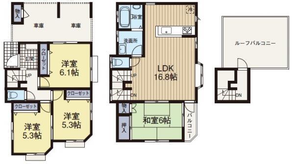Floor plan. 54,800,000 yen, 4LDK, Land area 95.37 sq m , Building area 111.78 sq m