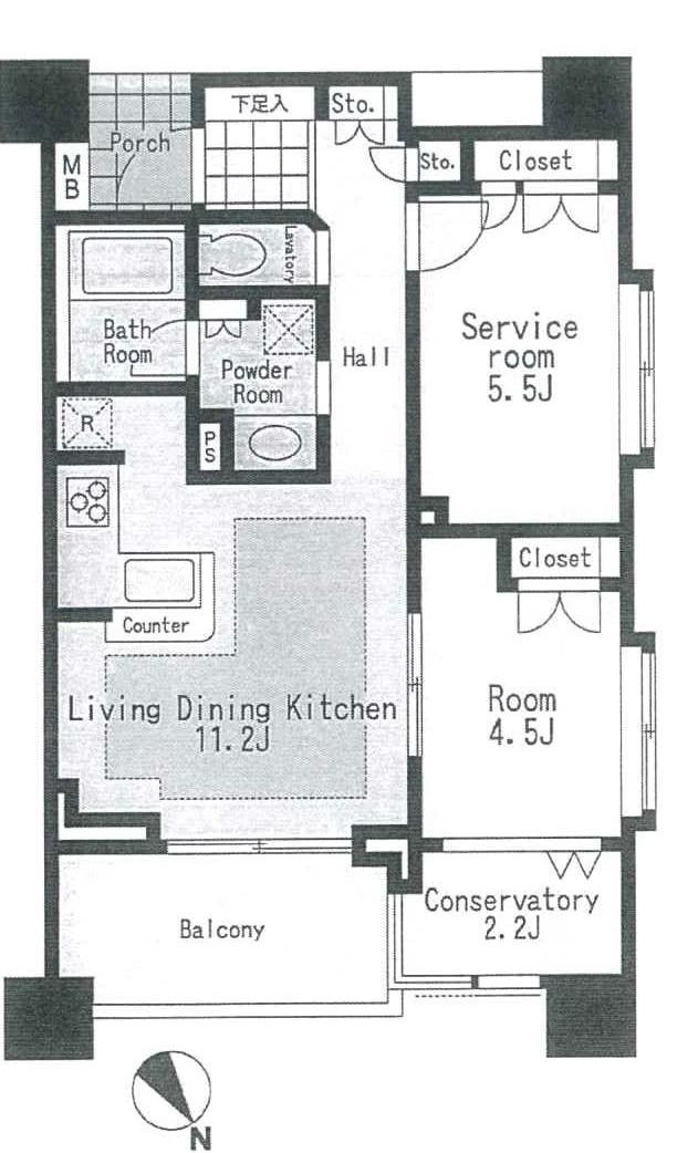 Floor plan. 1LDK + S (storeroom), Price 29,800,000 yen, Occupied area 53.95 sq m , Balcony area 5.83 sq m