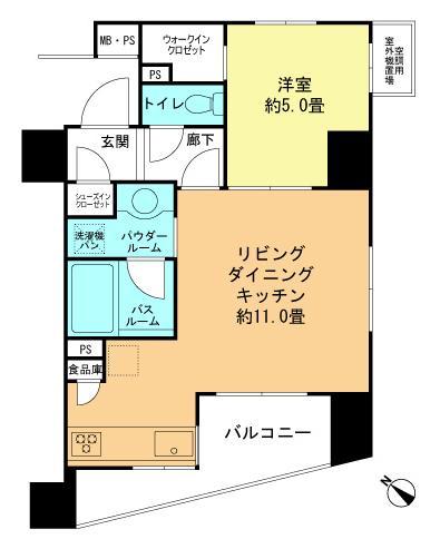 Floor plan. 1LDK, Price 28,900,000 yen, Occupied area 38.47 sq m , Balcony area 4.64 sq m