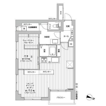Floor plan. 1LDK, Price 22,950,000 yen, Occupied area 50.85 sq m , Balcony area 4.5 sq m