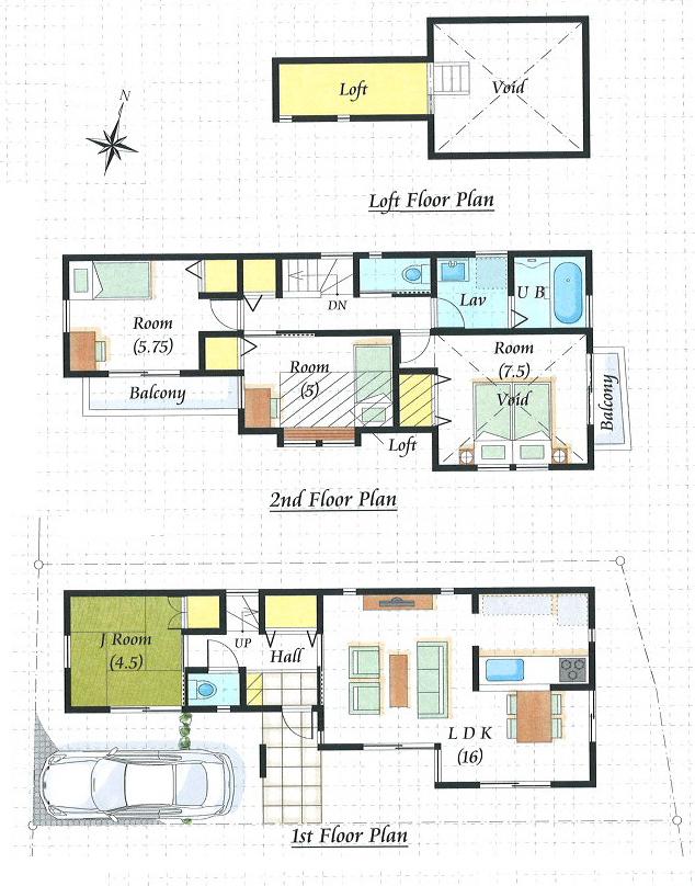 Floor plan. (A Building), Price 38,500,000 yen, 4LDK, Land area 86.52 sq m , Building area 88.69 sq m