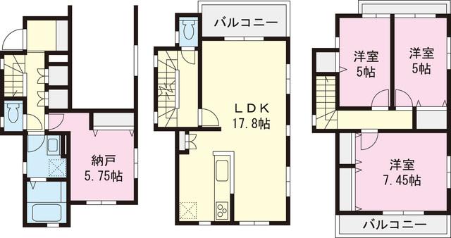 Floor plan. 43,800,000 yen, 3LDK+S, Land area 75.45 sq m , Building area 91.52 sq m