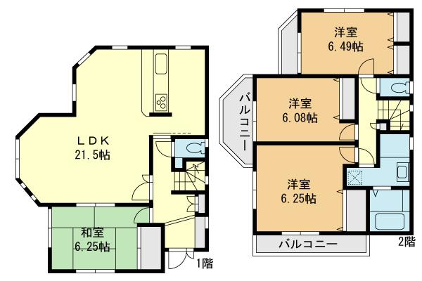 Floor plan. (A Building), Price 36,800,000 yen, 4LDK, Land area 133.08 sq m , Building area 110.54 sq m