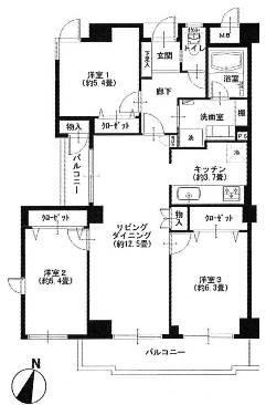 Floor plan. 3LDK, Price 24,900,000 yen, Occupied area 75.21 sq m , Balcony area 9.59 sq m