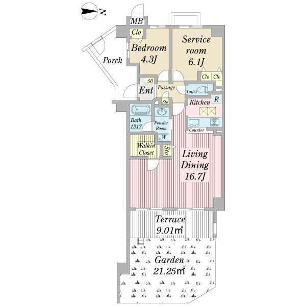 Floor plan. 1LDK+S, Price 33,800,000 yen, Occupied area 62.48 sq m , Balcony area 9.01 sq m Private garden! Detached sense!