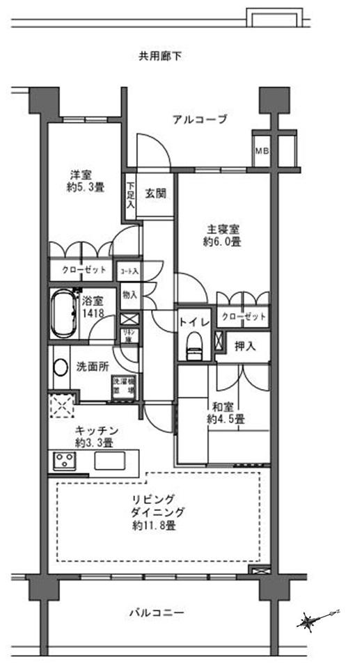 Floor plan. 3LDK, Price 34,800,000 yen, Occupied area 70.86 sq m , Balcony area 12.4 sq m footprint 70.86 sq m Balcony area 12.40 sq m East-southeast direction facing towards the Port of Yokohama. It is the best seat in the summer of fireworks.