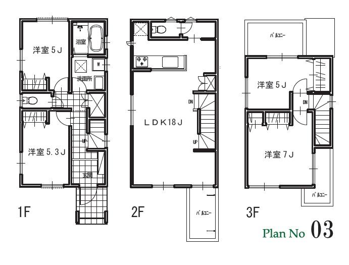 Floor plan. (3 Building), Price 35,800,000 yen, 4LDK, Land area 79.35 sq m , Building area 99.41 sq m