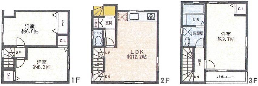 Floor plan. 29,800,000 yen, 3LDK, Land area 55.23 sq m , Building area 81.24 sq m B Building Floor