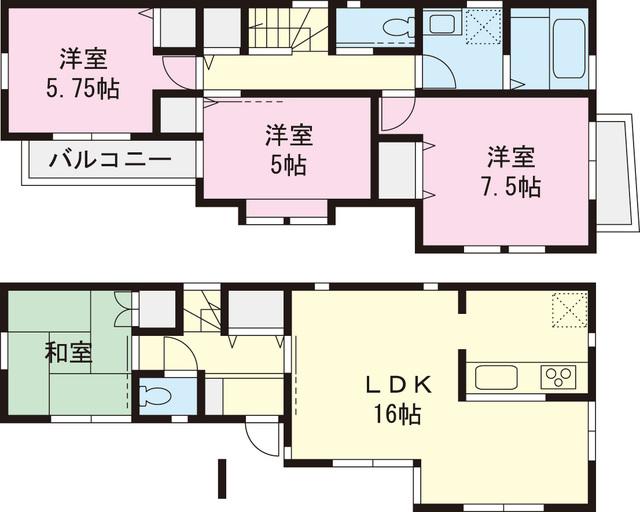 Floor plan. 38,500,000 yen, 4LDK, Land area 86.52 sq m , Building area 88.69 sq m