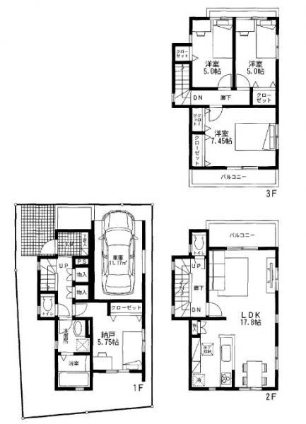 Floor plan. 43,800,000 yen, 3LDK+S, Land area 75.45 sq m , Building area 102.69 sq m