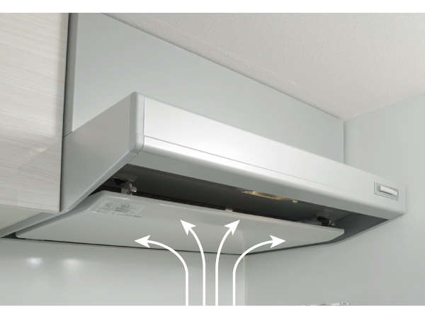 Kitchen.  [Enamel current plate with a range hood] Discharge current plate to increase the ventilation efficiency is quickly heat and smoke. Current plate is made of easy to care enamel.  ※ All amenities are the same specification.