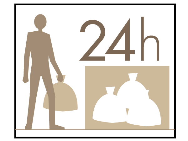 Common utility.  [24-hour garbage can out] Established a 24-hour at any time garbage disposal can be garbage yard on the first floor communal area of. (Conceptual diagram)