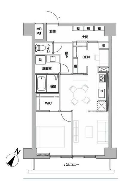 Floor plan. 1LDK, Price 24,950,000 yen, Footprint 49.9 sq m , Balcony area 5.4 sq m
