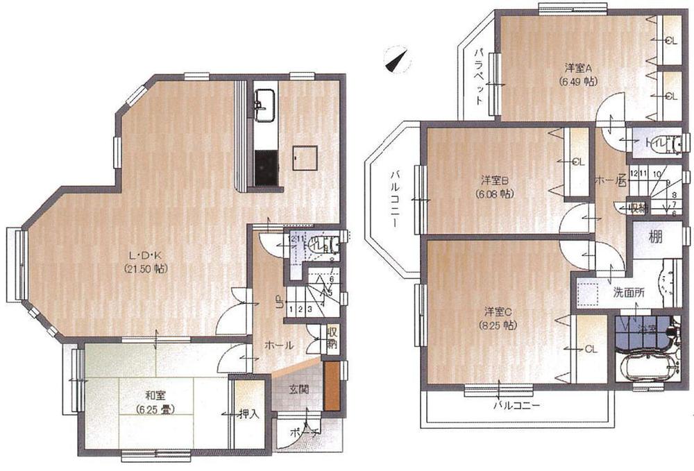 Floor plan. 38,800,000 yen, 4LDK + S (storeroom), Land area 177.63 sq m , Building area 124.52 sq m