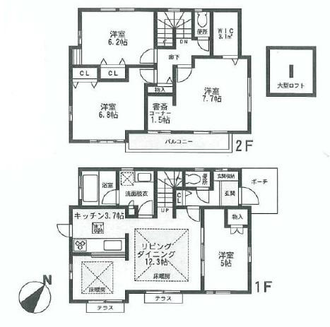Floor plan. 43,800,000 yen, 4LDK, Land area 134.34 sq m , Building area 101.23 sq m