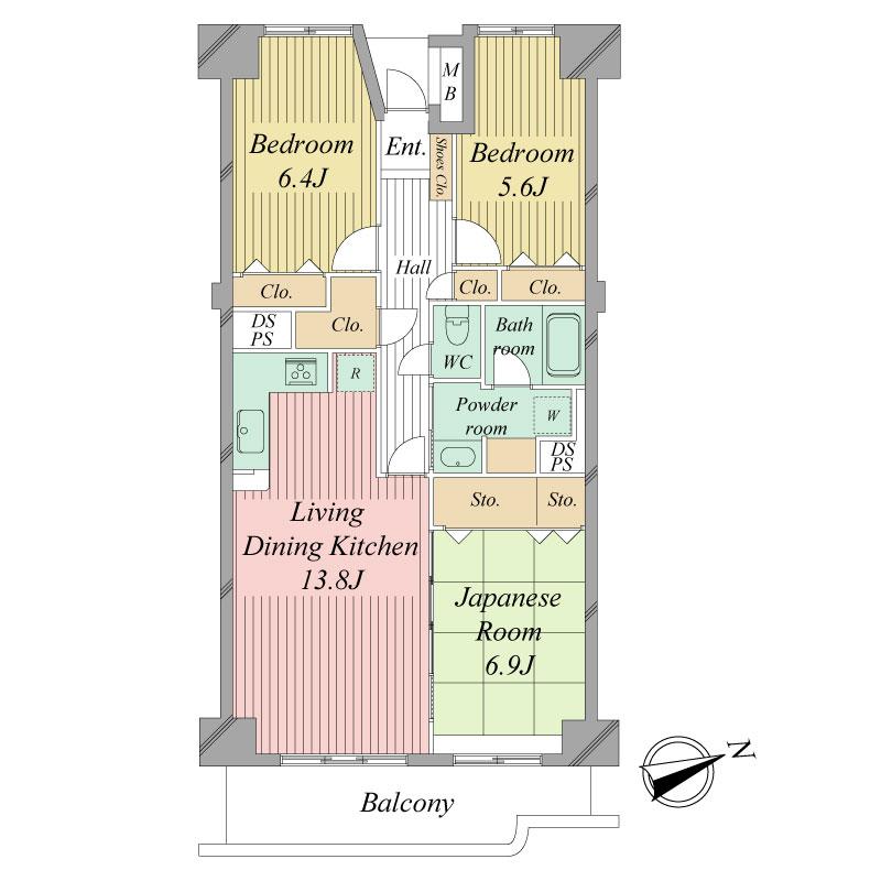 Floor plan. 3LDK, Price 26,900,000 yen, Footprint 77.4 sq m , Balcony area 8.4 sq m