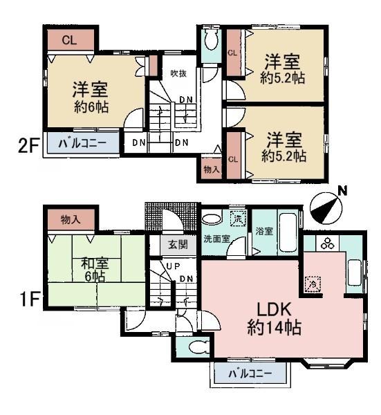 Floor plan. 30,800,000 yen, 4LDK, Land area 320.15 sq m , Building area 91.7 sq m easy-to-use 4LDK! Living with under-floor heating