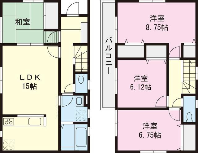Floor plan. 30,800,000 yen, 4LDK, Land area 109.79 sq m , Building area 98.33 sq m