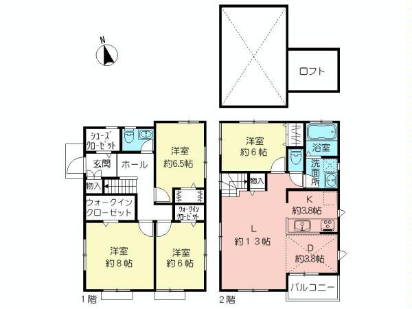 Floor plan. 54,800,000 yen, 4LDK, Land area 149.55 sq m , Building area 111.79 sq m