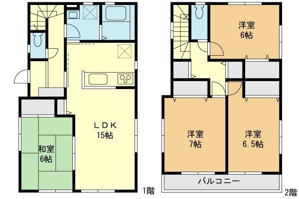 Floor plan. (Building 2), Price 34,800,000 yen, 4LDK, Land area 100.01 sq m , Building area 98.12 sq m