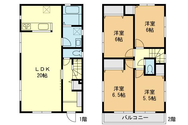 Floor plan. (5 Building), Price 31,800,000 yen, 4LDK, Land area 106.86 sq m , Building area 99.36 sq m