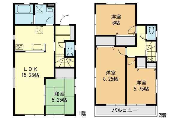 Floor plan. (6 Building), Price 30,800,000 yen, 4LDK, Land area 101.34 sq m , Building area 92.73 sq m