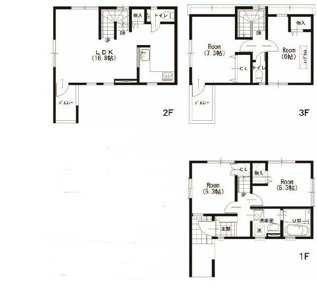 Floor plan. (C Building), Price 39,800,000 yen, 4LDK, Land area 69.64 sq m , Building area 95.01 sq m