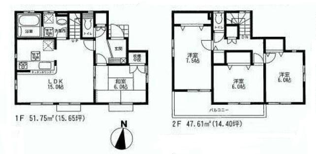 Floor plan. 42,800,000 yen, 4LDK, Land area 153.03 sq m , Building area 99.36 sq m