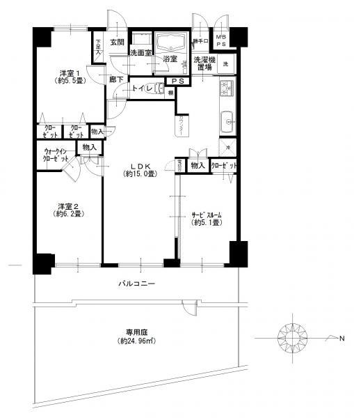 Floor plan. 2LDK+S, Price 27,900,000 yen, Footprint 70.2 sq m , Balcony area 11.22 sq m