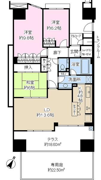 Floor plan. 3LDK, Price 45 million yen, Occupied area 92.93 sq m