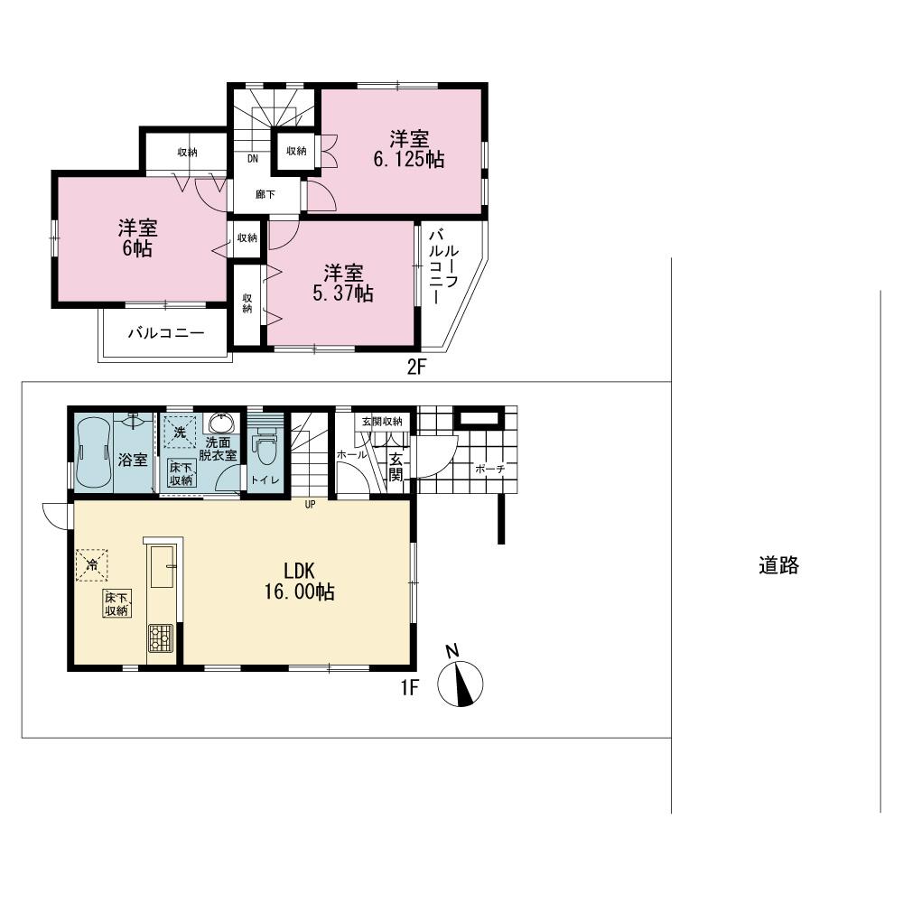 Floor plan. 35,800,000 yen, 3LDK, Land area 95.95 sq m , Building area 76 sq m