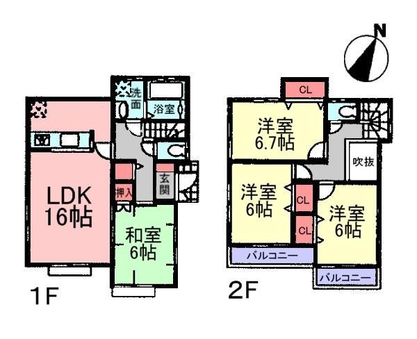 Floor plan. (1 Building), Price 35,800,000 yen, 4LDK, Land area 125.37 sq m , Building area 96.05 sq m