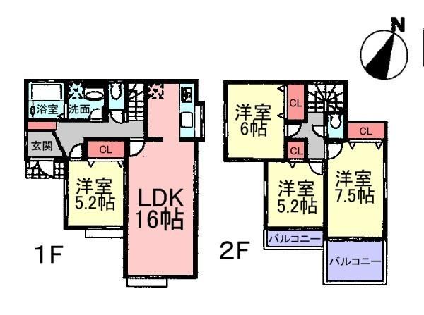Floor plan. (4 Building), Price 35,800,000 yen, 4LDK, Land area 129.81 sq m , Building area 96.05 sq m