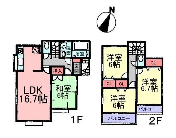 Floor plan. (5 Building), Price 34,800,000 yen, 4LDK, Land area 136.86 sq m , Building area 95.64 sq m