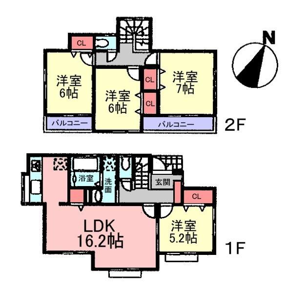Floor plan. (7 Building), Price 34,800,000 yen, 4LDK, Land area 125.12 sq m , Building area 96.05 sq m