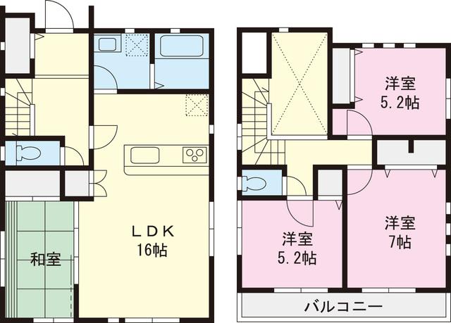 Floor plan. 49,958,000 yen, 4LDK, Land area 128.93 sq m , Building area 96.05 sq m