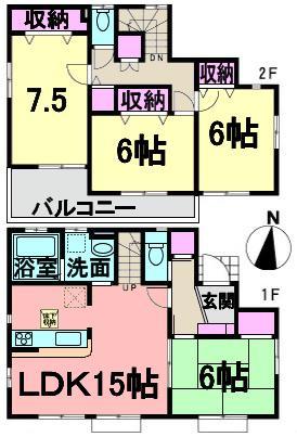 Floor plan. 42,800,000 yen, 4LDK, Land area 153.03 sq m , Building area 99.36 sq m