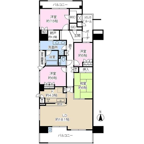 Floor plan. 4LDK + S (storeroom), Price 55,800,000 yen, Footprint 112.74 sq m , Balcony area 19.7 sq m