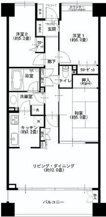 Floor plan. 3LDK, Price 24,900,000 yen, Occupied area 72.11 sq m , Balcony area 8.99 sq m