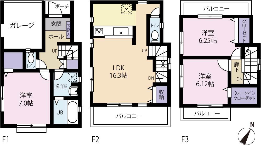Floor plan. 25,800,000 yen, 3LDK + S (storeroom), Land area 71.26 sq m , Building area 99.77 sq m All rooms 6 Pledge or more of floor plan