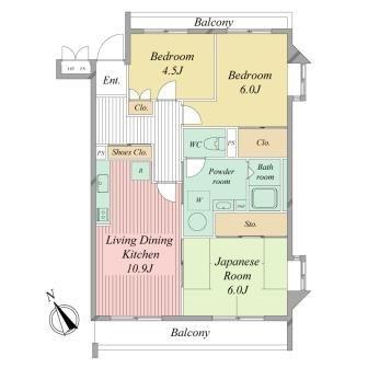 Floor plan. 3LDK, Price 11.8 million yen, Occupied area 66.42 sq m , Balcony area 10.72 sq m