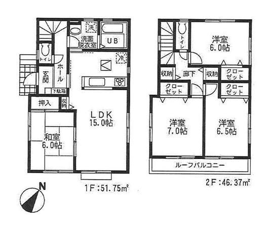 Floor plan. 34,800,000 yen, 4LDK, Land area 100.01 sq m , Building area 98.12 sq m