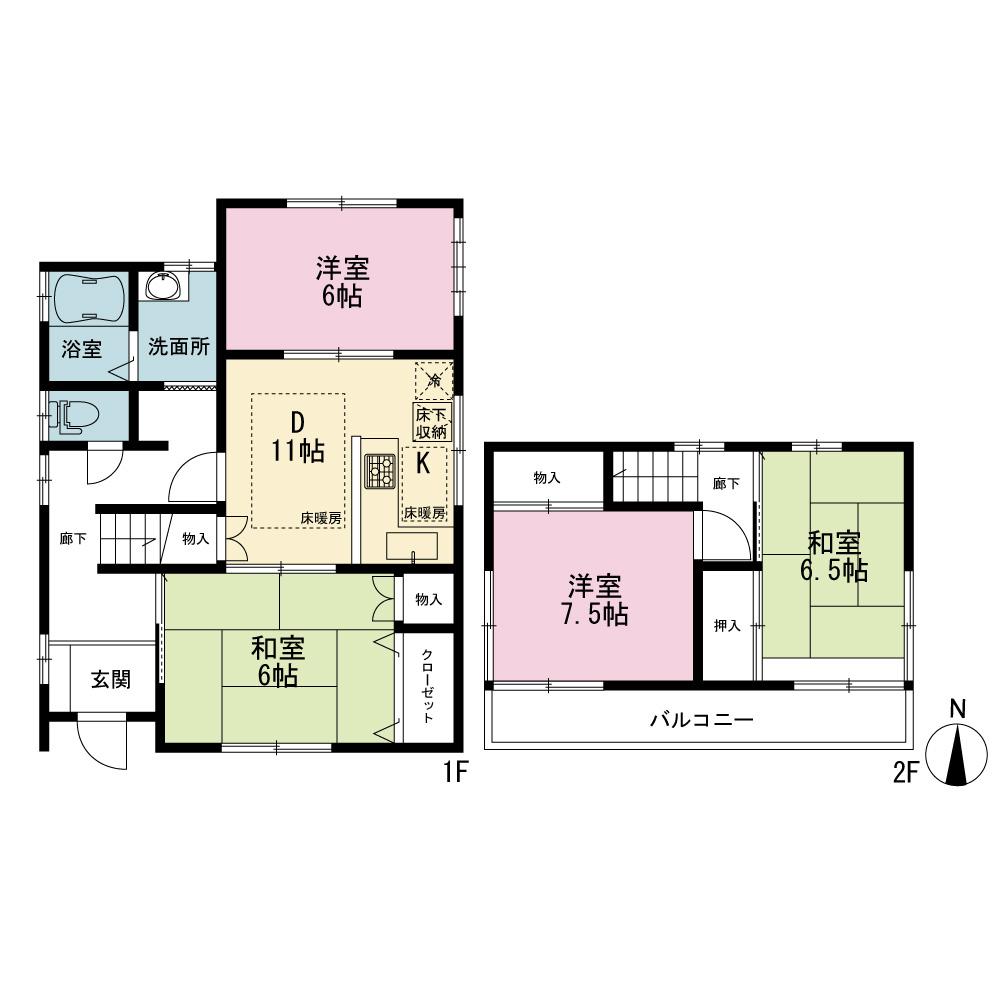 Floor plan. 23.5 million yen, 4DK, Land area 131.45 sq m , Building area 88.57 sq m
