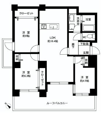 Floor plan. 3LDK, Price 19.9 million yen, Occupied area 75.51 sq m southwest angle room ・ Interior renovation completed