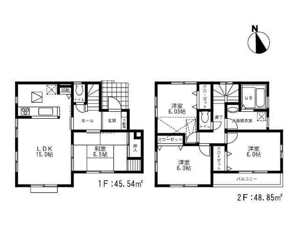 Floor plan. (2), Price 31,800,000 yen, 4LDK, Land area 92.21 sq m , Building area 94.39 sq m