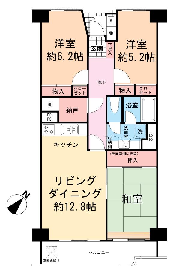 Floor plan. 3LDK, Price 16.8 million yen, Footprint 77.4 sq m , Balcony area 8.4 sq m