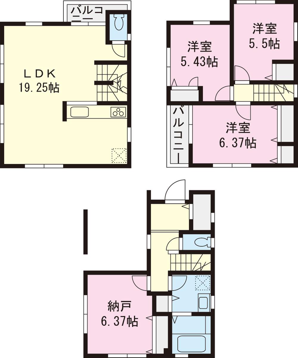 Floor plan. (B Building), Price 33,800,000 yen, 3LDK+S, Land area 64.51 sq m , Building area 99.78 sq m